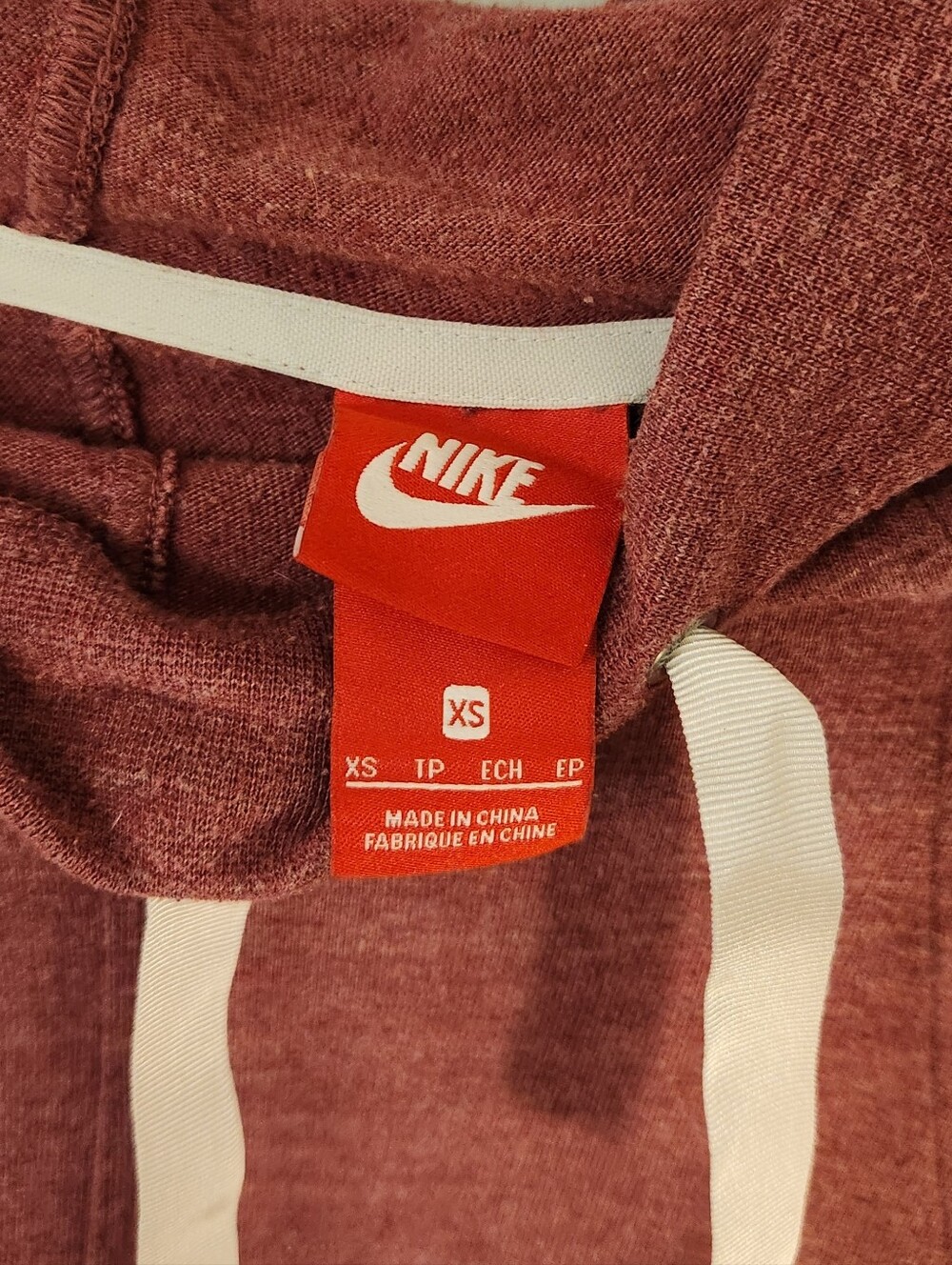 Nike Womens Pink Hoodie with White Drawstring